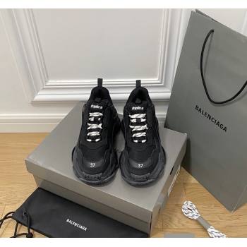 Balenciaga Triple S Clear Sole Trainers Sneakers in Leather and Mesh Black 2 2024 (KL-240223023)