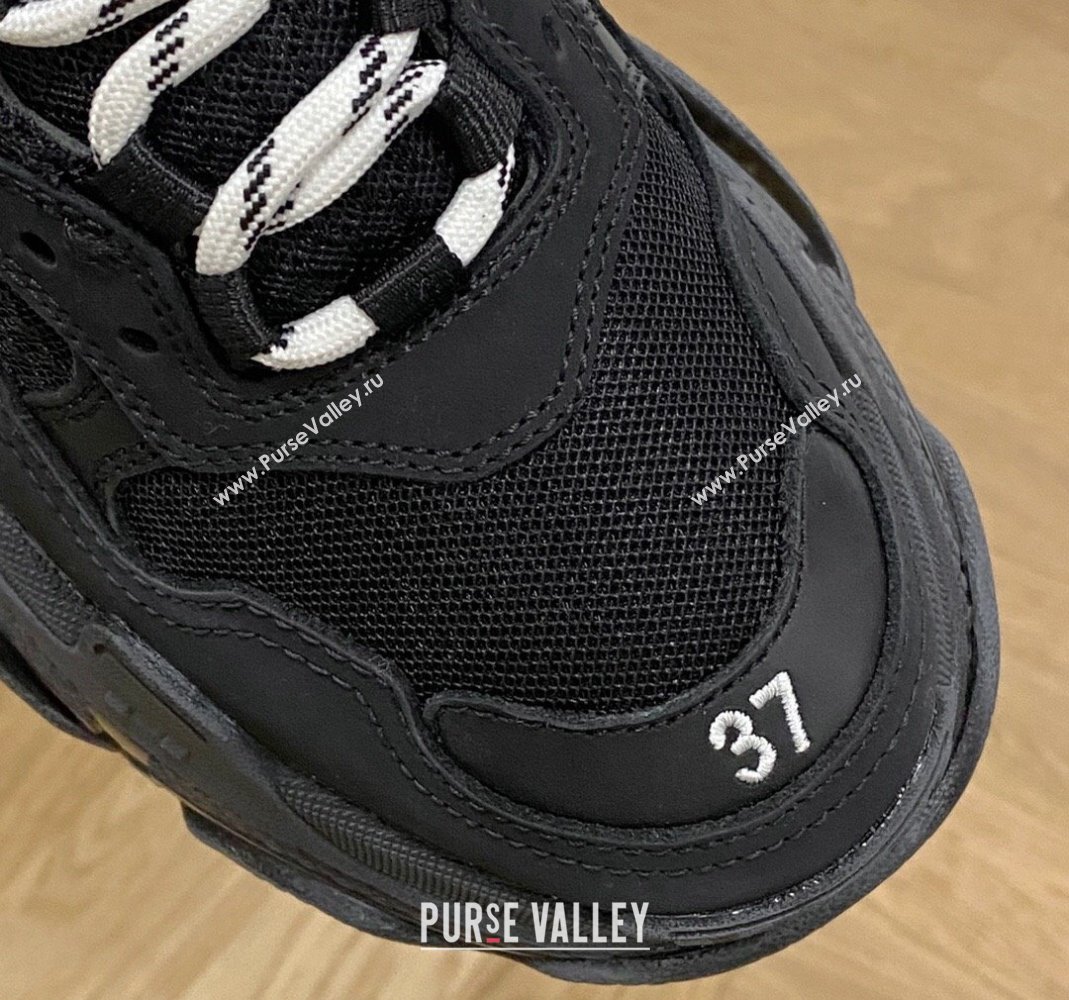 Balenciaga Triple S Clear Sole Trainers Sneakers in Leather and Mesh Black 2 2024 (KL-240223023)