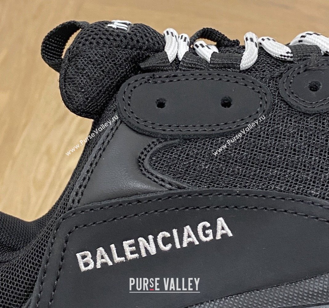 Balenciaga Triple S Clear Sole Trainers Sneakers in Leather and Mesh Black 2 2024 (KL-240223023)