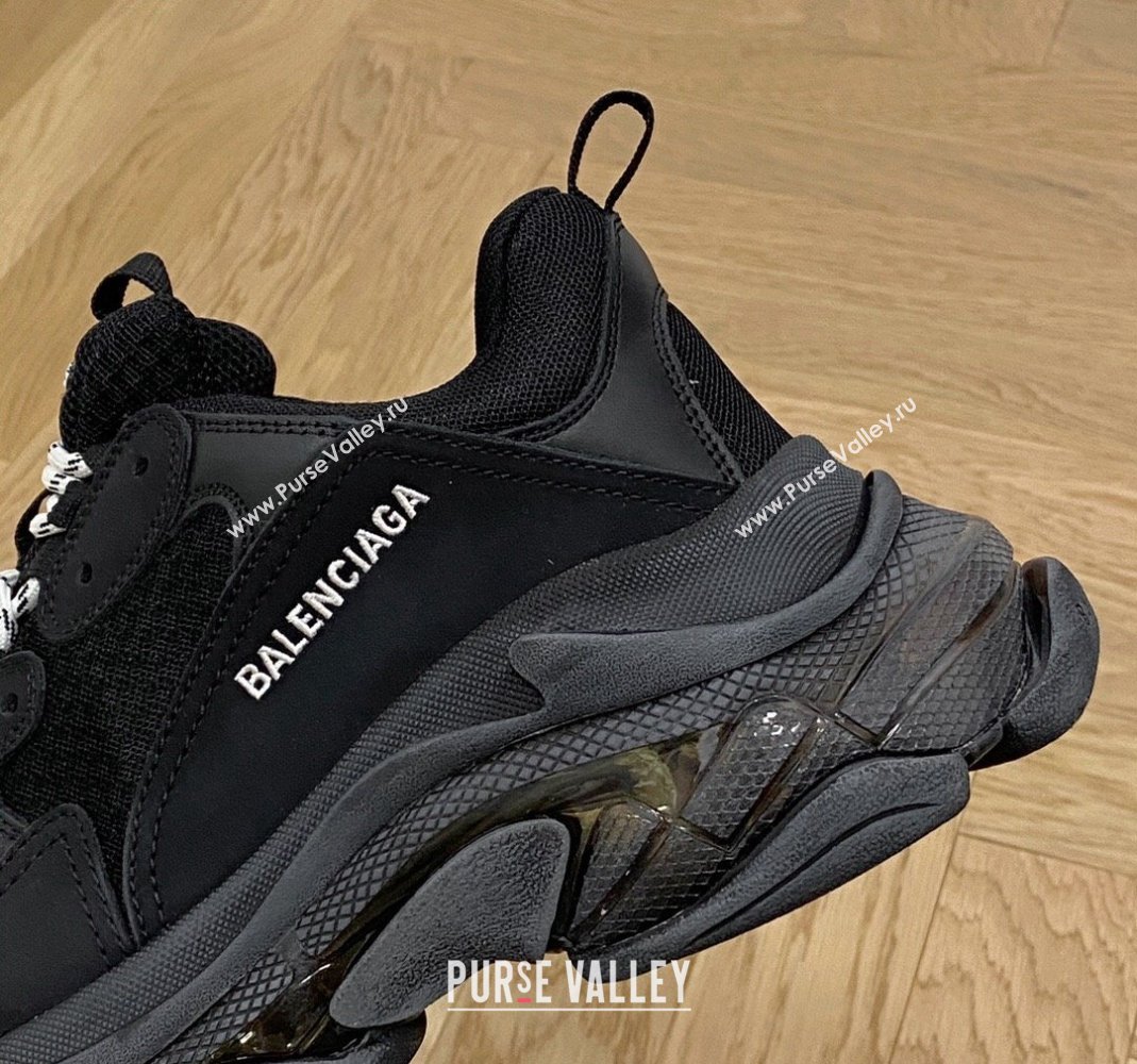 Balenciaga Triple S Clear Sole Trainers Sneakers in Leather and Mesh Black 2 2024 (KL-240223023)