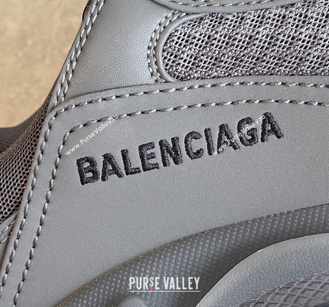 Balenciaga Triple S Clear Sole Trainers Sneakers in Leather and Mesh Dark Grey 2024 (KL-240223024)