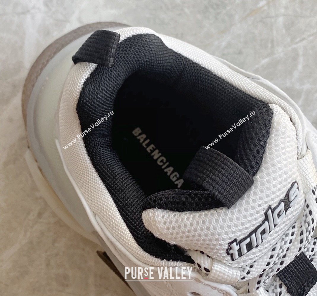 Balenciaga Triple S Clear Sole Trainers Sneakers in Leather and Mesh White/Grey 2024 (KL-240223028)