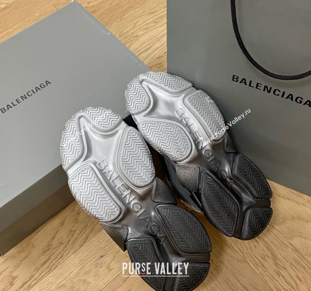 Balenciaga Triple S Trainers Sneakers in Leather and Mesh Black/Silver/Grey 2024-22 (KL-240223033)