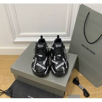 Balenciaga Triple S Trainers Sneakers in Calf Leather Signature/Black 2024-22 (KL-240223034)