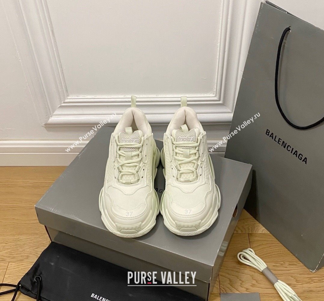 Balenciaga Triple S Trainers Sneakers in Leather and Mesh Luminous/White 2024-22 (KL-240223035)