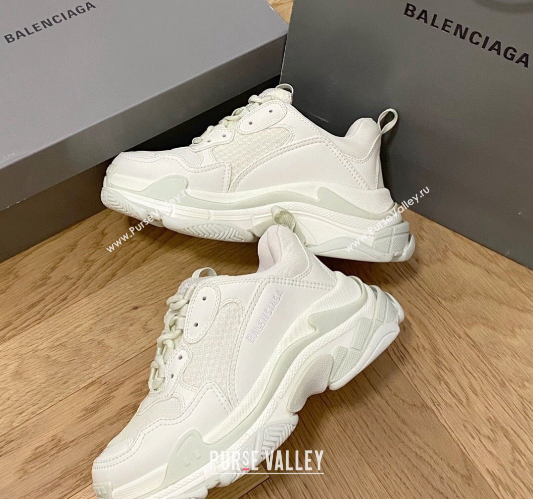 Balenciaga Triple S Trainers Sneakers in Leather and Mesh Luminous/White 2024-22 (KL-240223035)