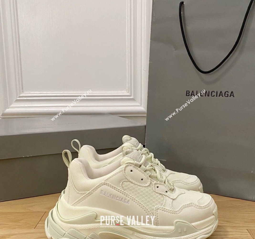 Balenciaga Triple S Trainers Sneakers in Leather and Mesh Luminous/White 2024-22 (KL-240223035)