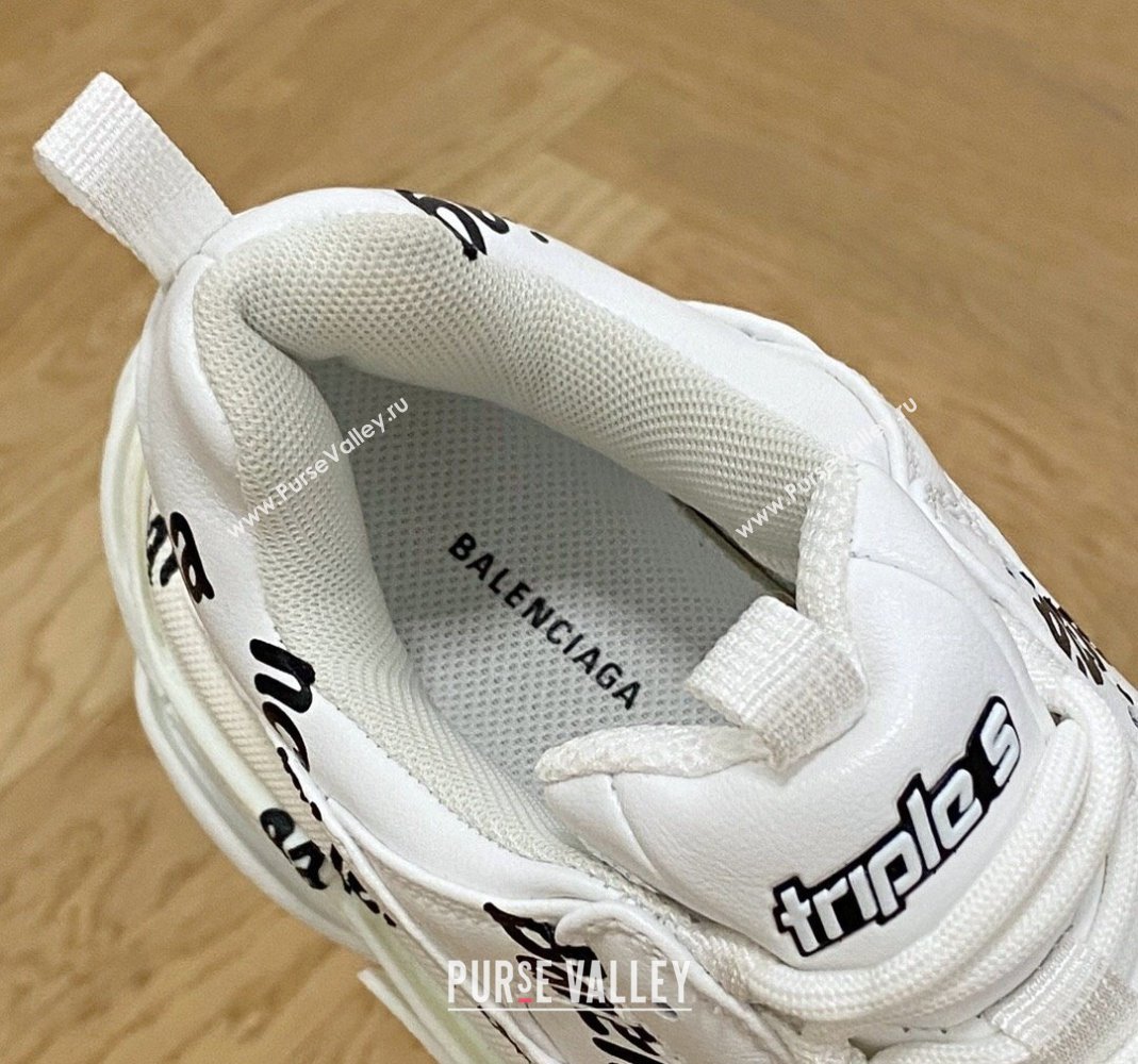 Balenciaga Triple S Trainers Sneakers in Calf Leather Signature/White 2024-22 (KL-240223036)