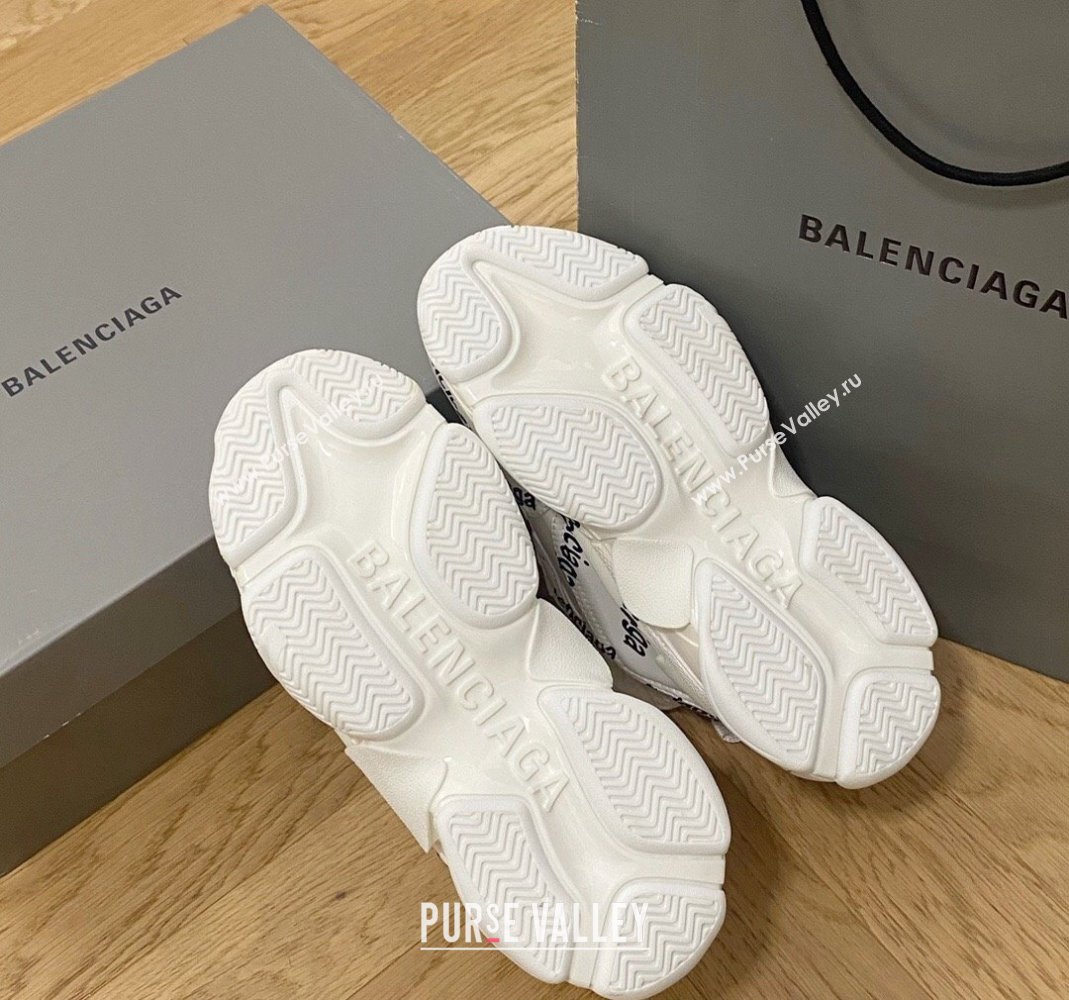 Balenciaga Triple S Trainers Sneakers in Calf Leather Signature/White 2024-22 (KL-240223036)