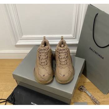 Balenciaga Triple S Trainers Sneakers in Calf Leather Signature/Brown 2024-22 (KL-240223037)