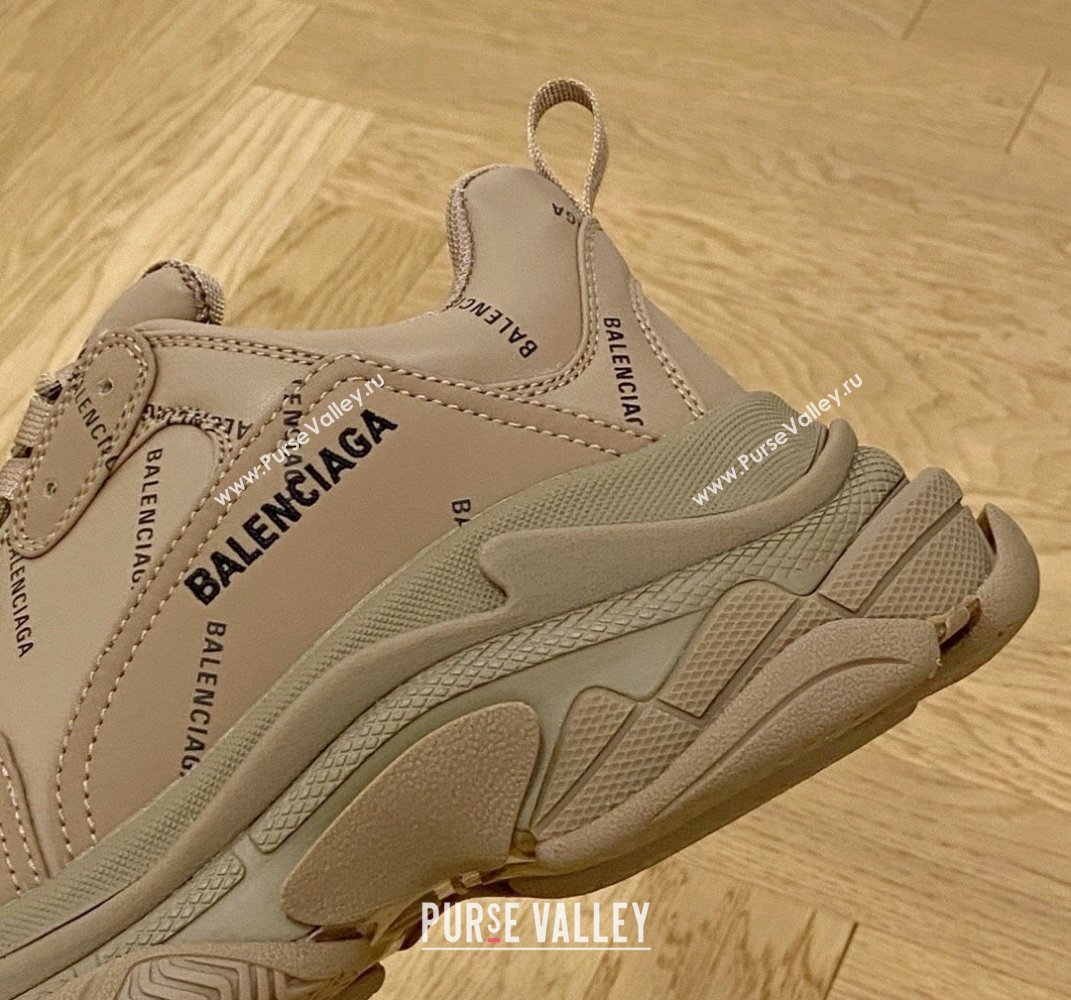 Balenciaga Triple S Trainers Sneakers in Calf Leather Signature/Brown 2024-22 (KL-240223037)