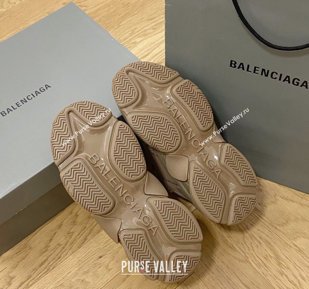 Balenciaga Triple S Trainers Sneakers in Calf Leather Signature/Brown 2024-22 (KL-240223037)