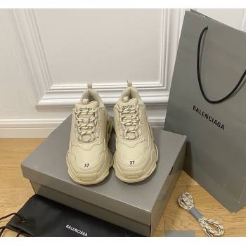 Balenciaga Triple S Trainers Sneakers in Calf Leather Beige 2024-22 (KL-240223041)