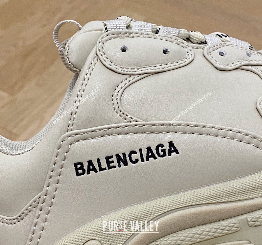 Balenciaga Triple S Trainers Sneakers in Calf Leather Beige 2024-22 (KL-240223041)