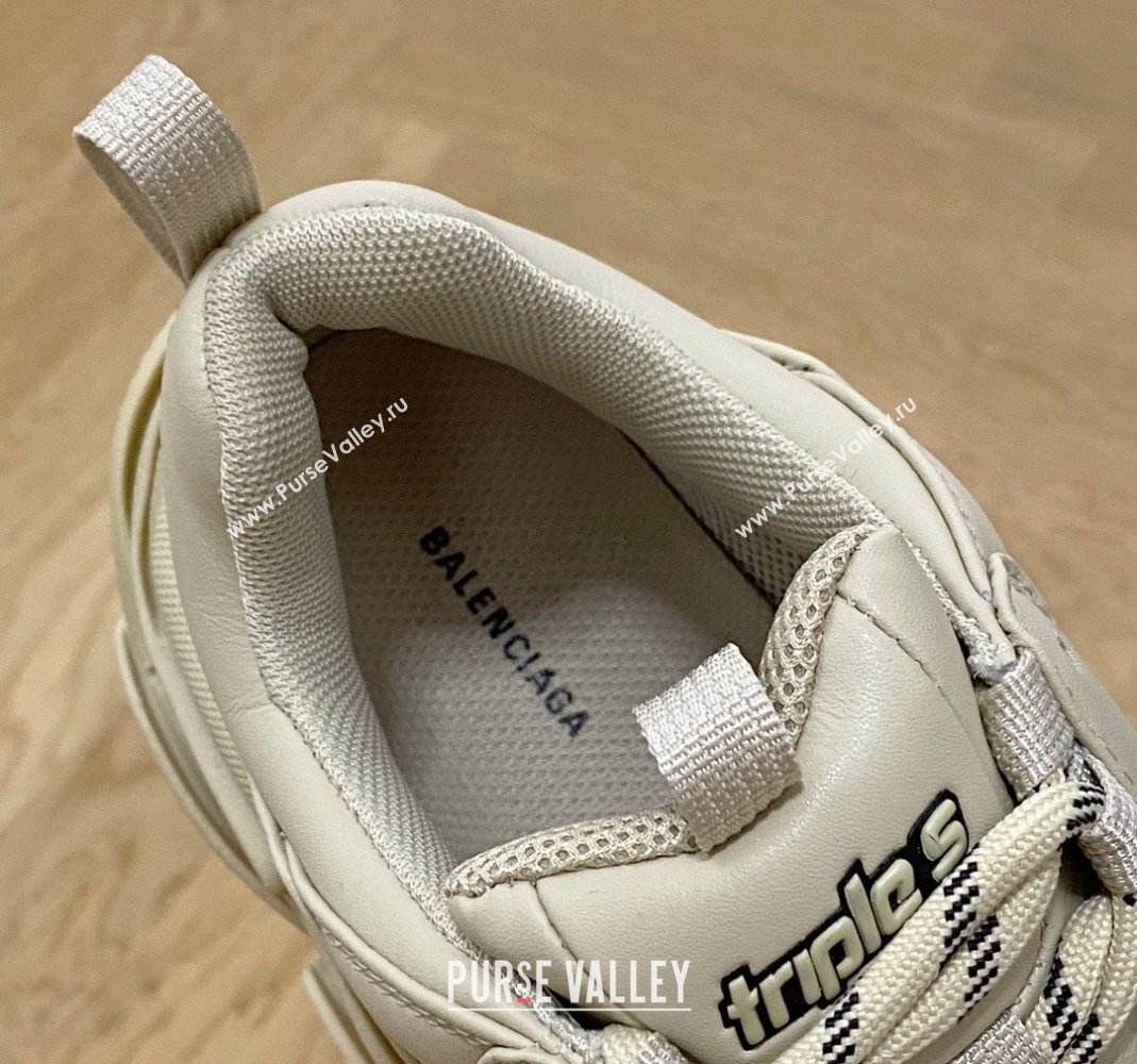 Balenciaga Triple S Trainers Sneakers in Calf Leather Beige 2024-22 (KL-240223041)