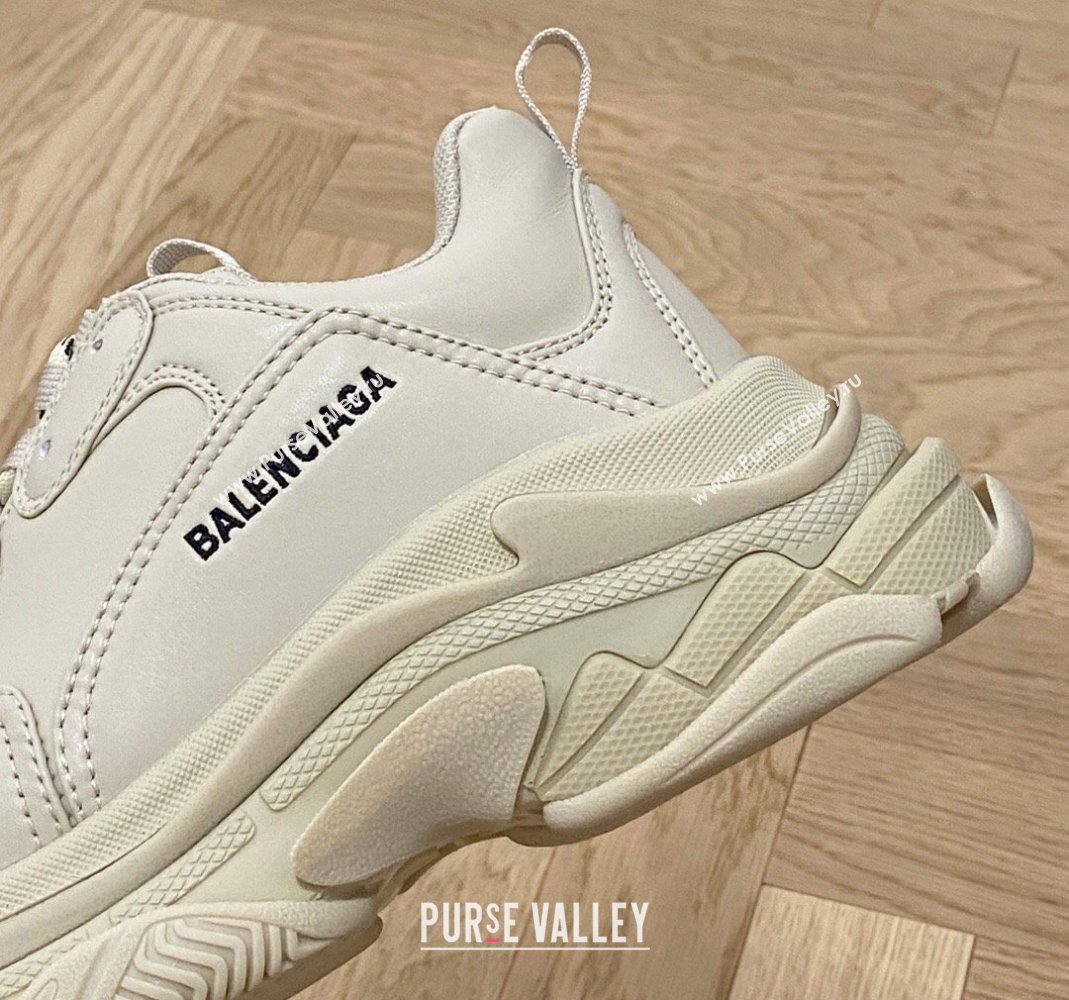 Balenciaga Triple S Trainers Sneakers in Calf Leather Beige 2024-22 (KL-240223041)