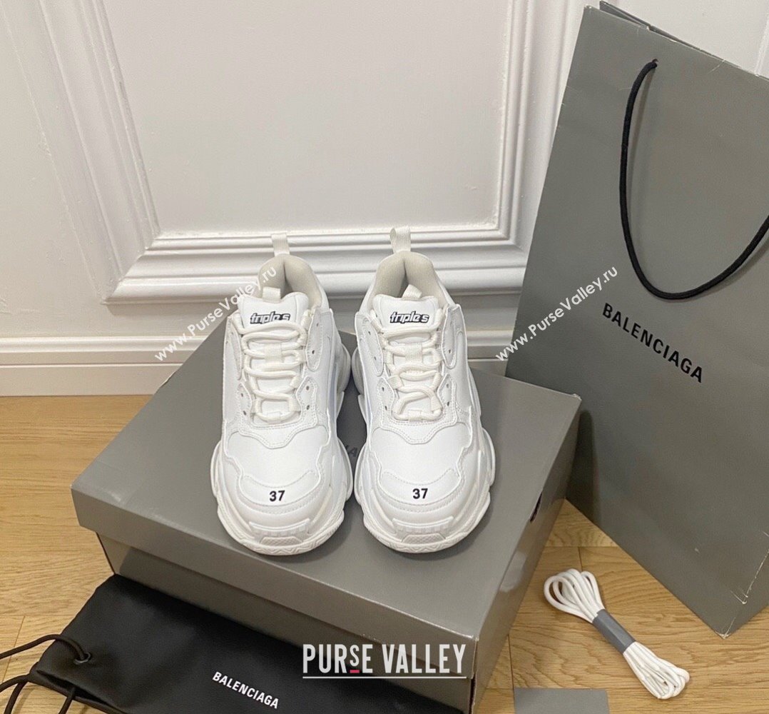 Balenciaga Triple S Trainers Sneakers in Calf Leather White 2 2024-22 (KL-240223042)