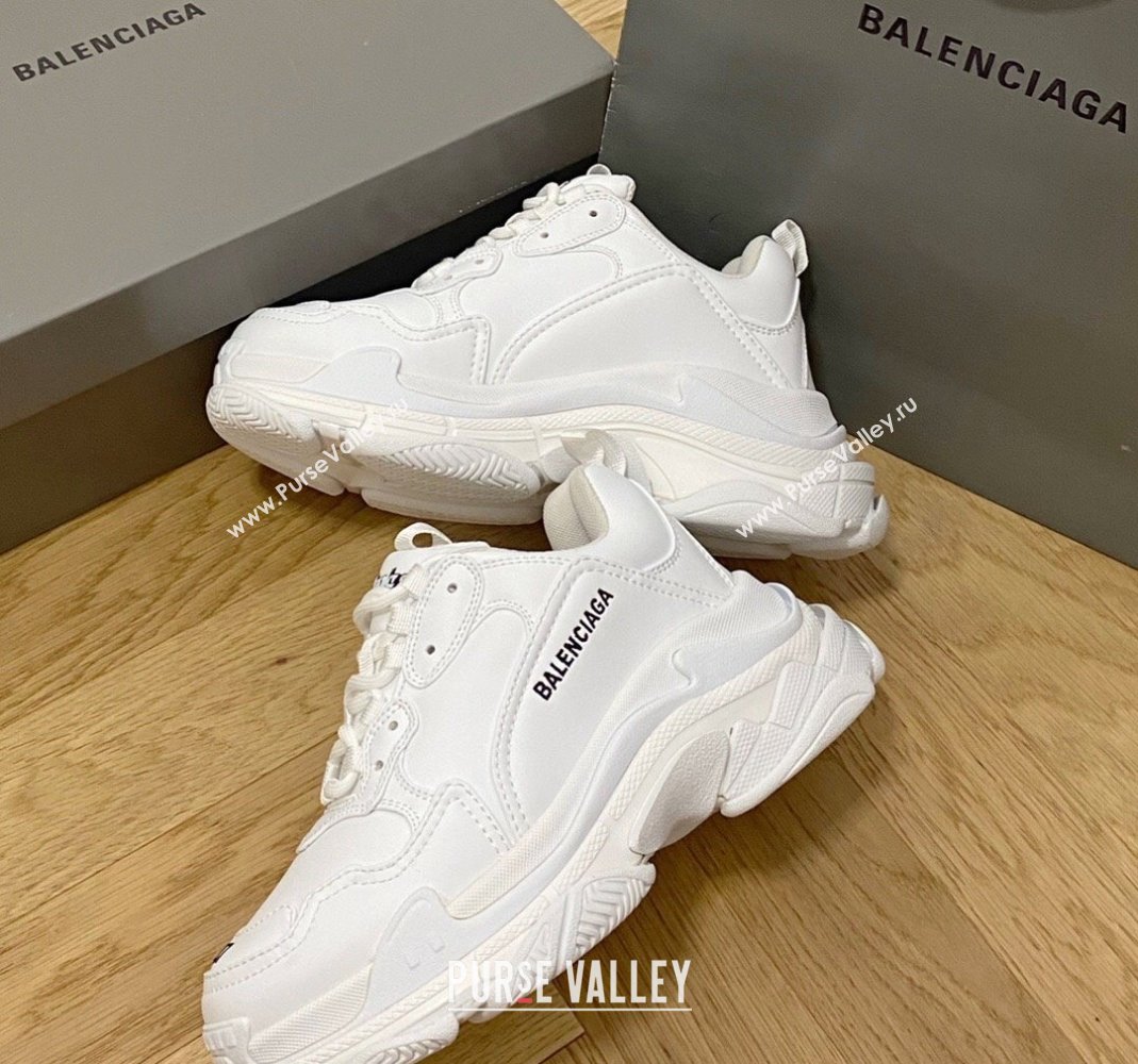 Balenciaga Triple S Trainers Sneakers in Calf Leather White 2 2024-22 (KL-240223042)