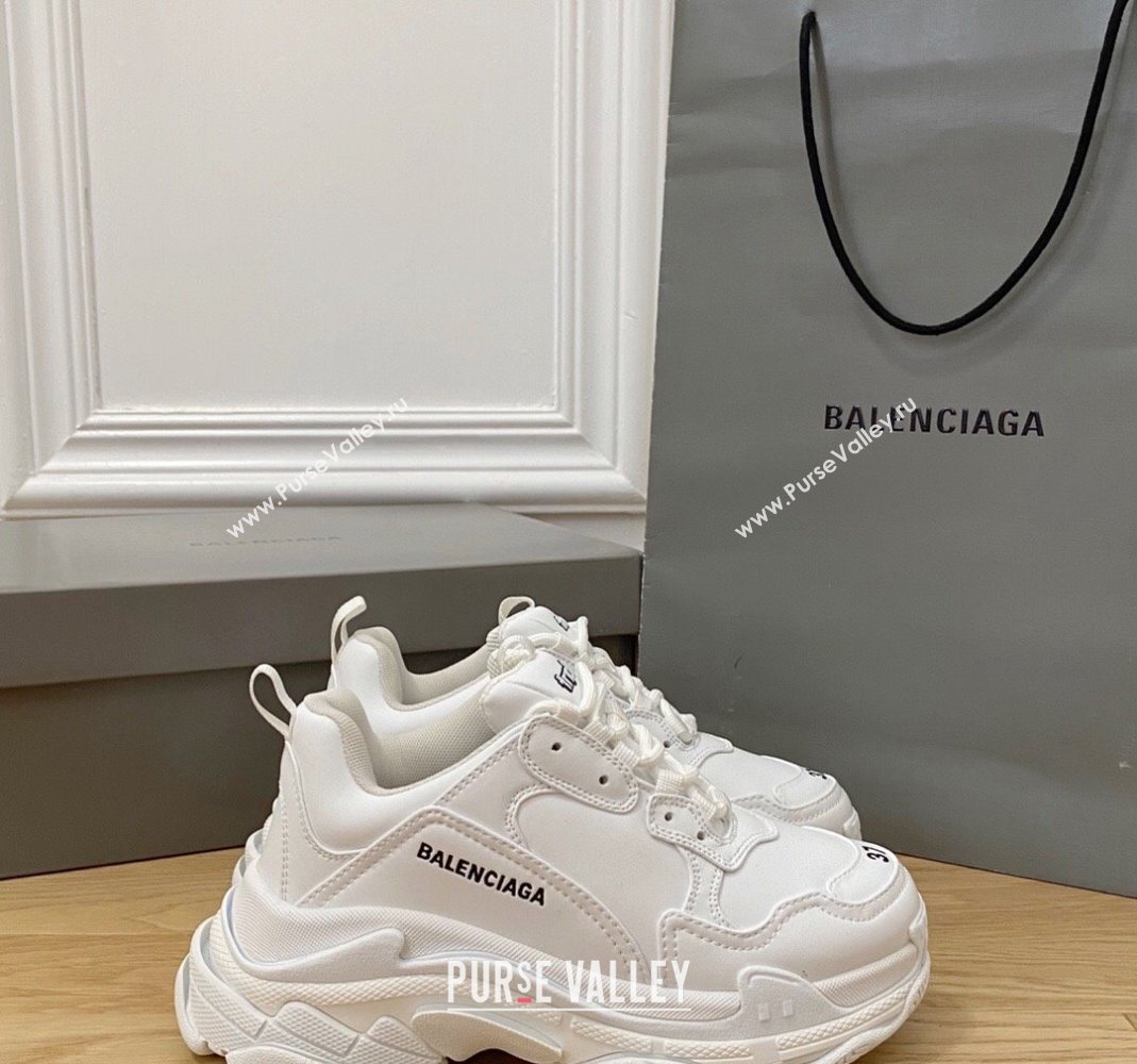 Balenciaga Triple S Trainers Sneakers in Calf Leather White 2 2024-22 (KL-240223042)