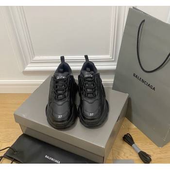 Balenciaga Triple S Trainers Sneakers in Calf Leather Black 2 2024-22 (KL-240223043)