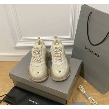 Balenciaga Triple S Clear Sole Trainers Sneakers in Leather and Mesh Old Beige 2024 (KL-240223002)