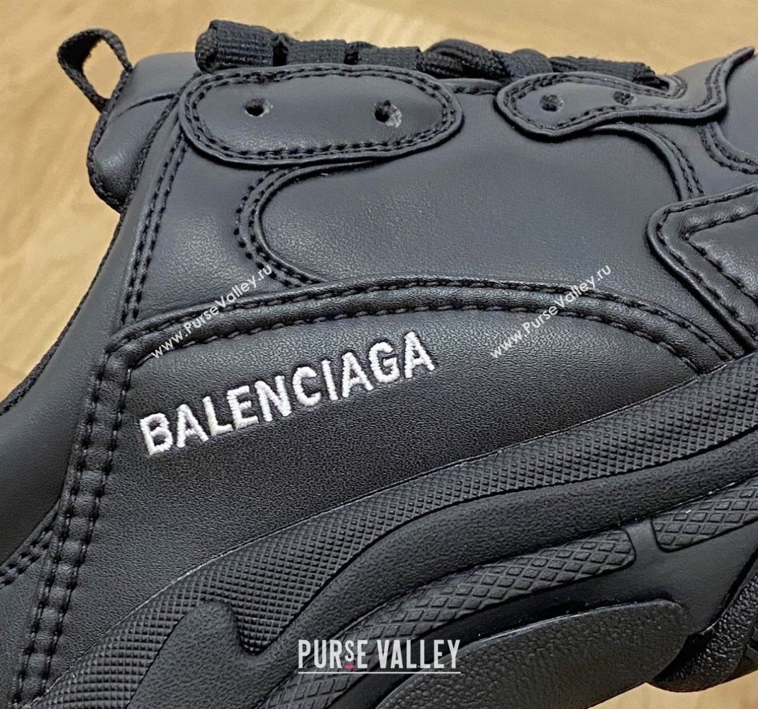 Balenciaga Triple S Trainers Sneakers in Calf Leather Black 2 2024-22 (KL-240223043)