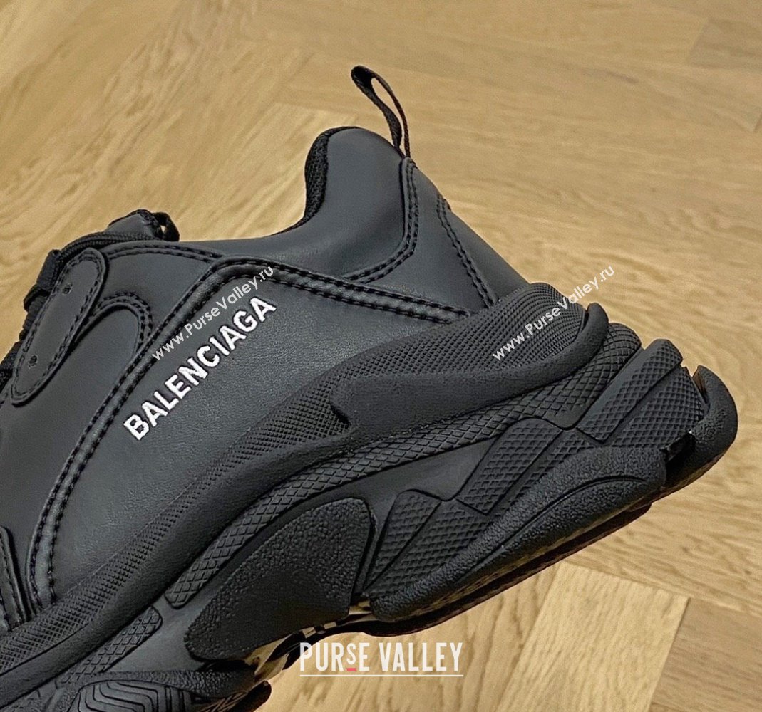 Balenciaga Triple S Trainers Sneakers in Calf Leather Black 2 2024-22 (KL-240223043)