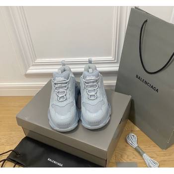 Balenciaga Triple S Trainers Sneakers in Leather and Mesh Dusty Blue 2024-21 (KL-240223044)