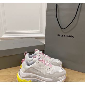 Balenciaga Triple S Trainers Sneakers in Leather and Mesh Grey/Pink 2024-21 (KL-240223045)