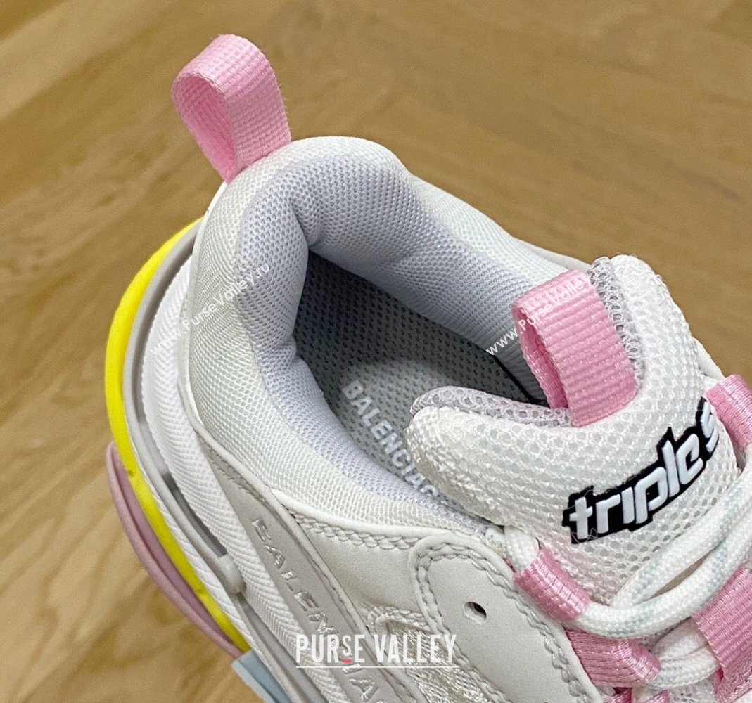 Balenciaga Triple S Trainers Sneakers in Leather and Mesh Grey/Pink 2024-21 (KL-240223045)