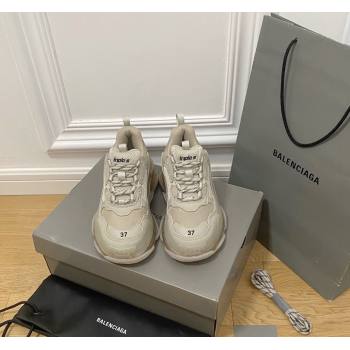 Balenciaga Triple S Clear Sole Trainers Sneakers in Leather and Mesh Khaki 2024 (KL-240223003)