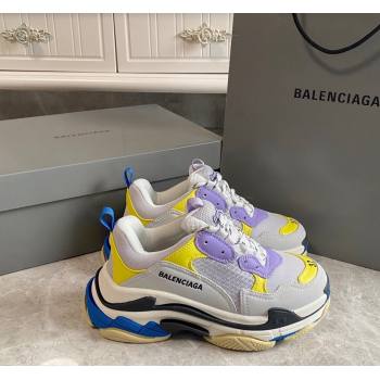 Balenciaga Triple S Trainers Sneakers in Leather and Mesh Yellow/Pink 2024-21 (KL-240223046)