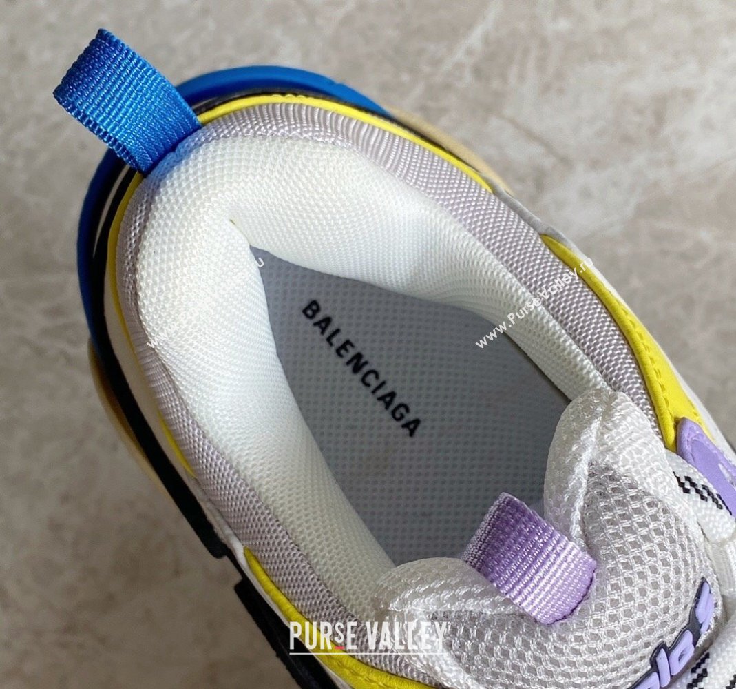 Balenciaga Triple S Trainers Sneakers in Leather and Mesh Yellow/Pink 2024-21 (KL-240223046)