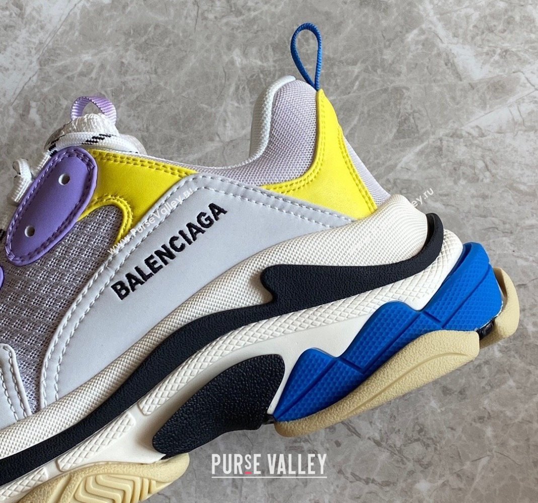 Balenciaga Triple S Trainers Sneakers in Leather and Mesh Yellow/Pink 2024-21 (KL-240223046)