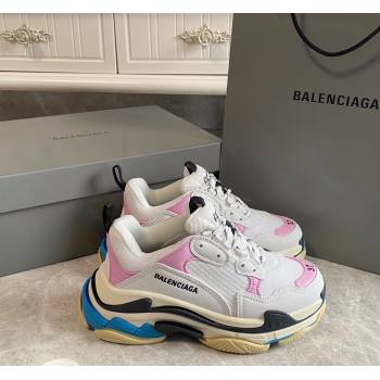 Balenciaga Triple S Trainers Sneakers in Leather and Mesh White/Pink 2024-21 (KL-240223047)