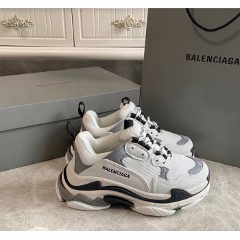 Balenciaga Triple S Trainers Sneakers in Leather and Mesh White/Grey 2024-21 (KL-240223050)