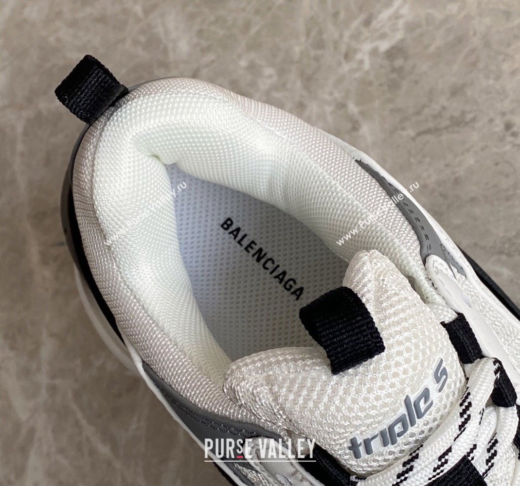 Balenciaga Triple S Trainers Sneakers in Leather and Mesh White/Grey 2024-21 (KL-240223050)