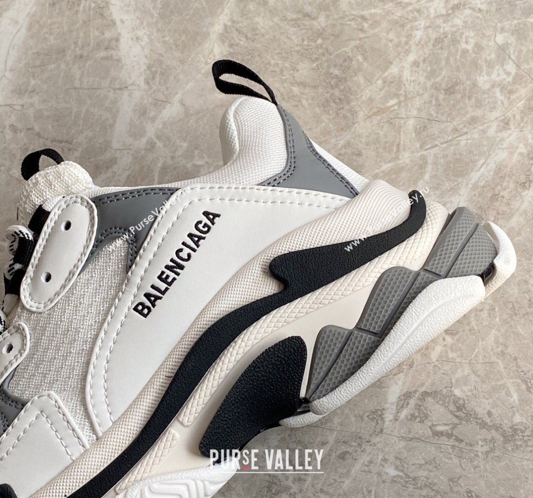 Balenciaga Triple S Trainers Sneakers in Leather and Mesh White/Grey 2024-21 (KL-240223050)