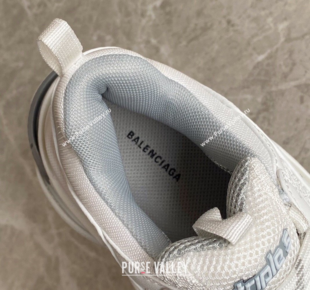 Balenciaga Triple S Trainers Sneakers in Leather and Mesh White/Silver 2024-21 (KL-240223051)