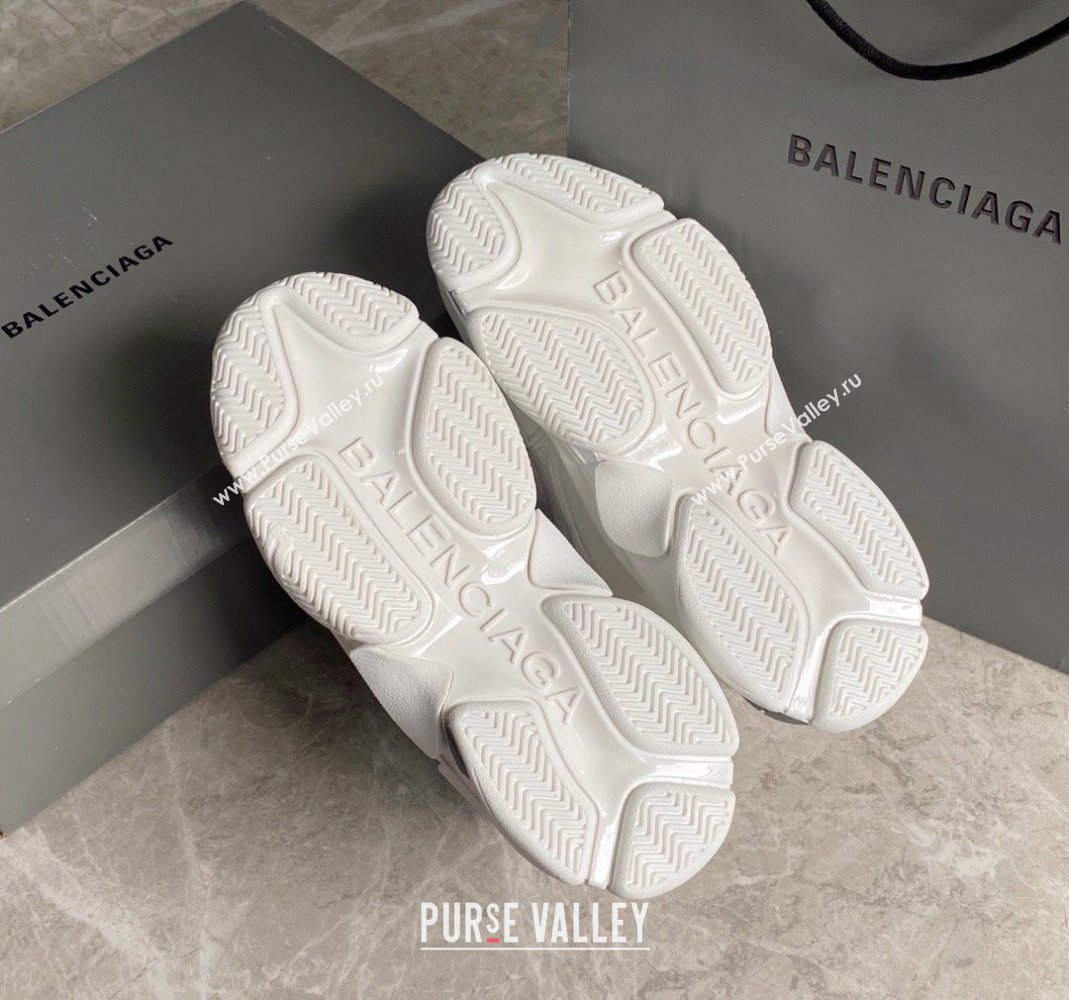 Balenciaga Triple S Trainers Sneakers in Leather and Mesh White/Silver 2024-21 (KL-240223051)