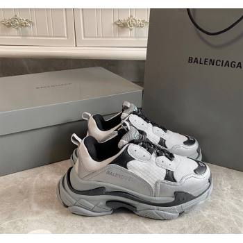 Balenciaga Triple S Trainers Sneakers in Leather and Mesh Black/Silver 2024-21 (KL-240223052)