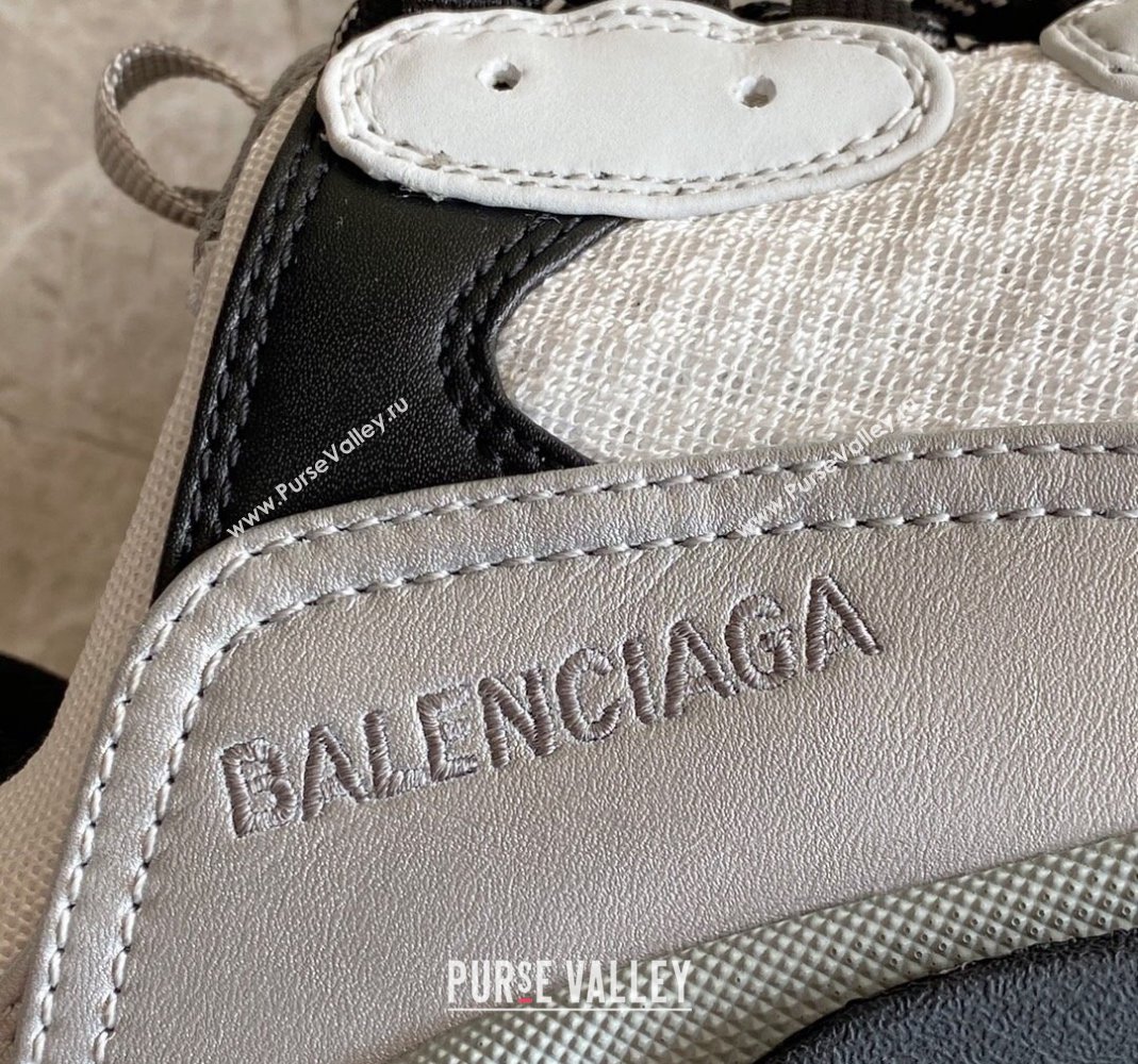 Balenciaga Triple S Trainers Sneakers in Leather and Mesh Black/Silver 2024-21 (KL-240223052)