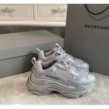 Balenciaga Triple S Trainers Sneakers in Leather and Mesh Silver 2 2024-21 (KL-240223054)