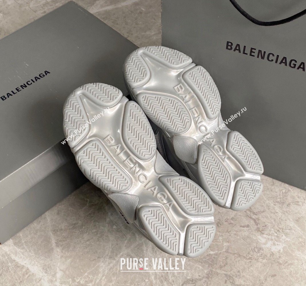 Balenciaga Triple S Trainers Sneakers in Leather and Mesh Silver 2 2024-21 (KL-240223054)