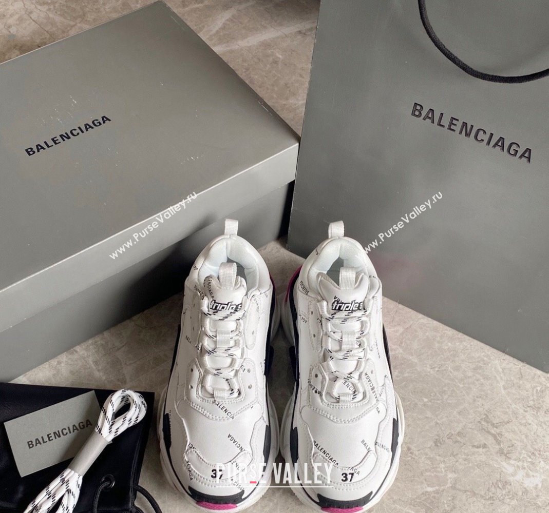 Balenciaga Triple S Trainers Sneakers in Calf Leather Signature/White 2024-21 (KL-240223062)