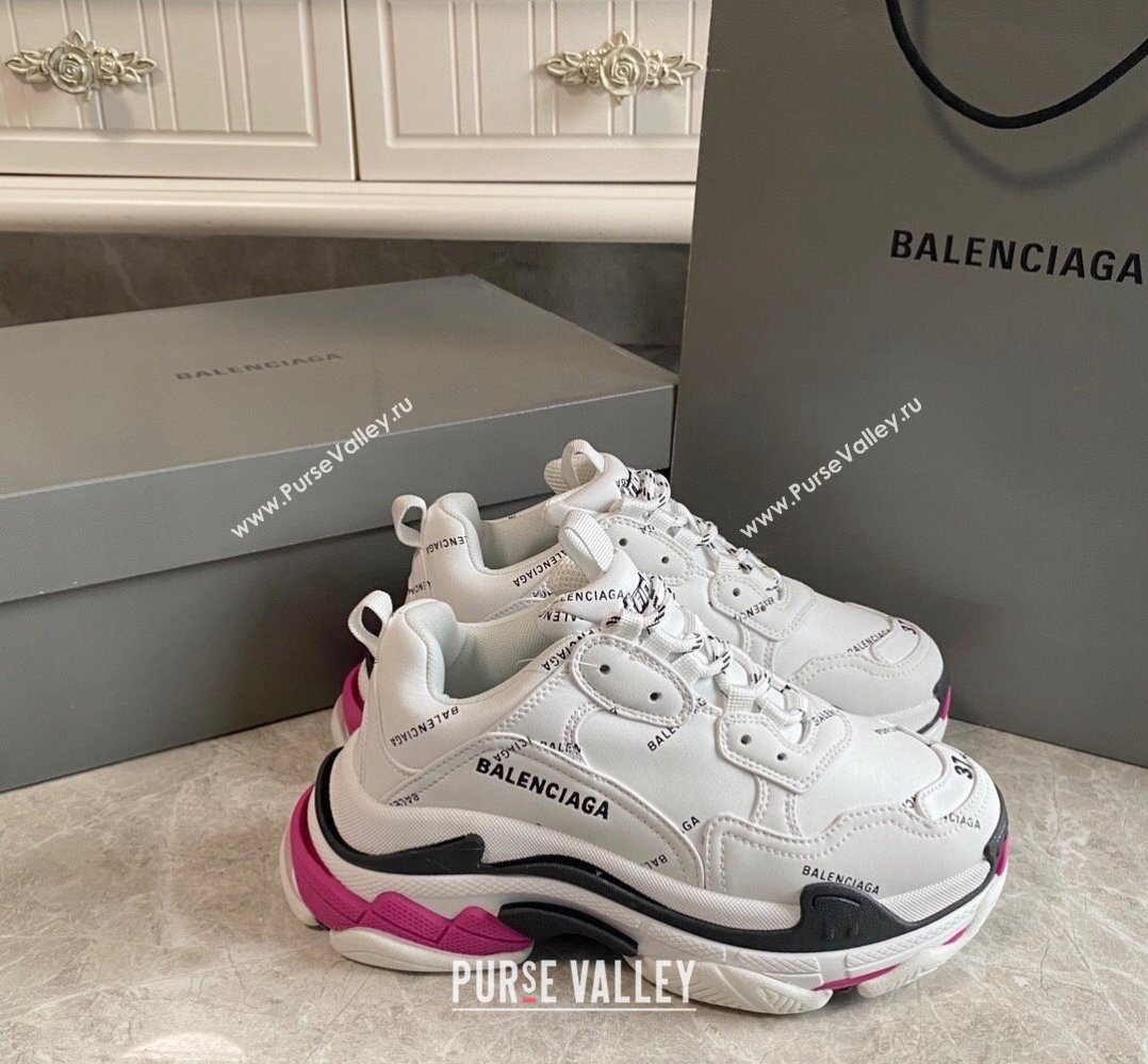 Balenciaga Triple S Trainers Sneakers in Calf Leather Signature/White 2024-21 (KL-240223062)