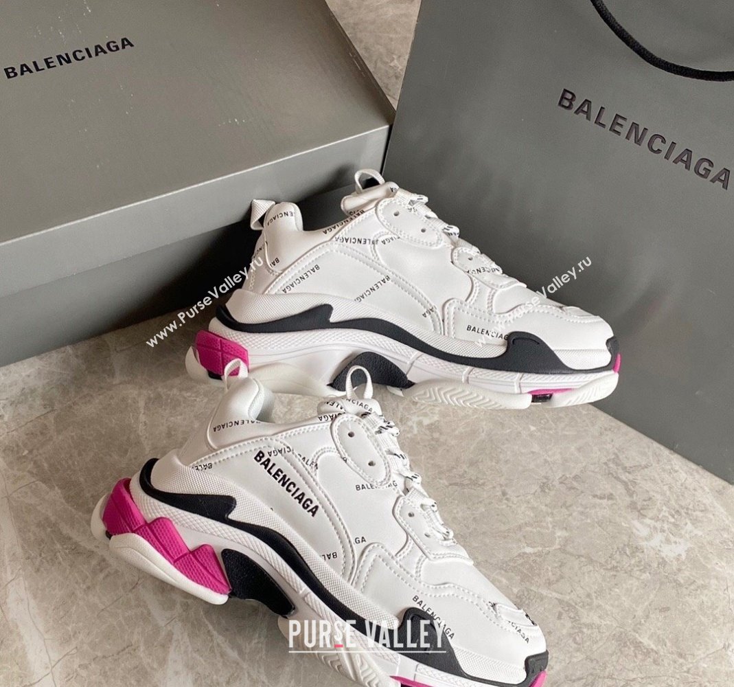 Balenciaga Triple S Trainers Sneakers in Calf Leather Signature/White 2024-21 (KL-240223062)