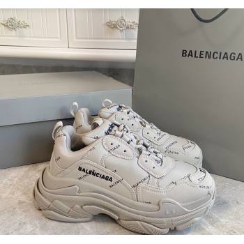 Balenciaga Triple S Trainers Sneakers in Calf Leather Signature/Khaki 2024-21 (KL-240223063)