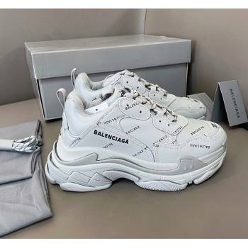 Balenciaga Triple S Trainers Sneakers in Calf Leather Signature/Grey 2024-21 (KL-240223066)