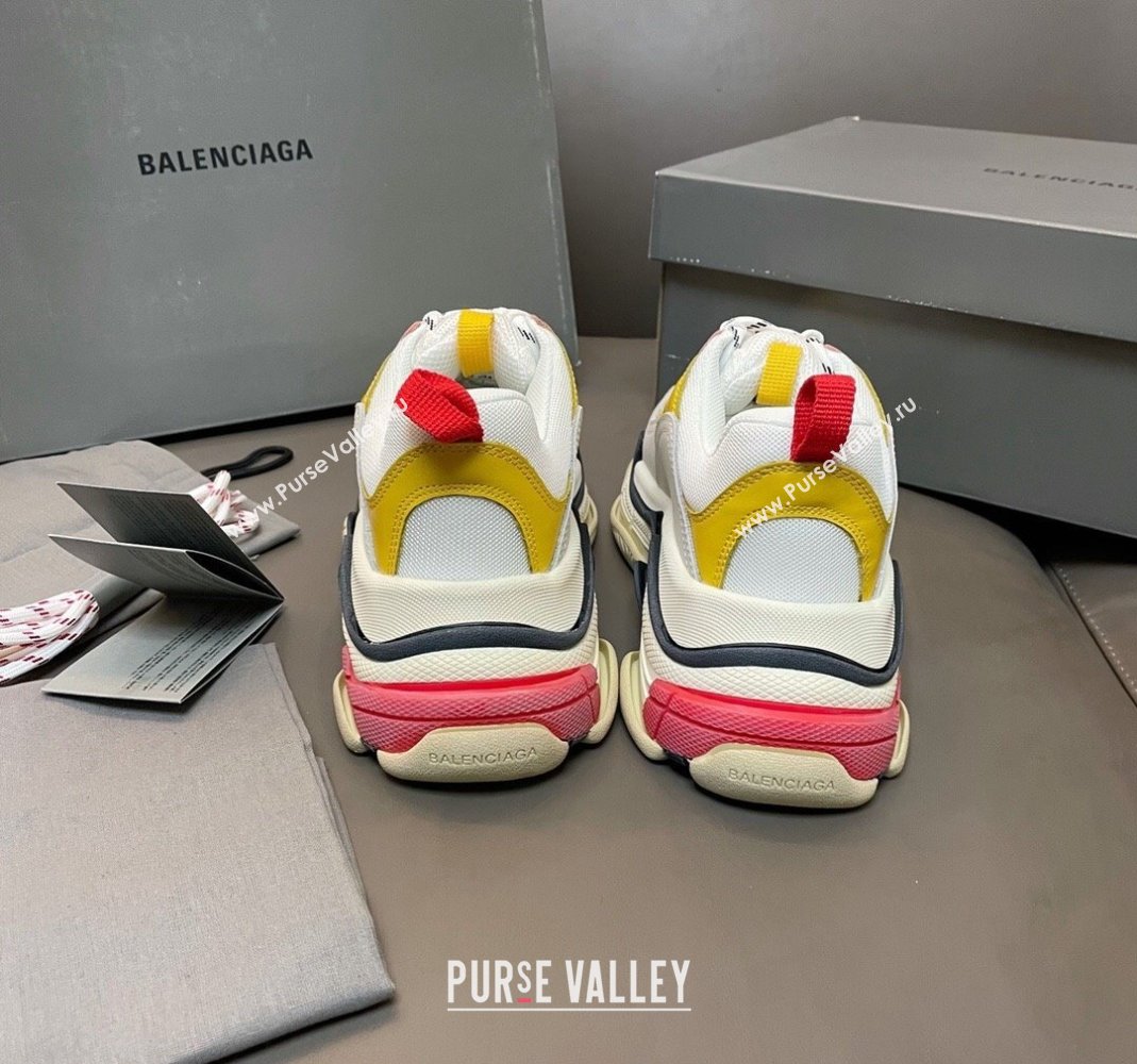 Balenciaga Triple S Trainers Sneakers in Leather and Mesh Yellow/Pink 2024-21 (KL-240223069)